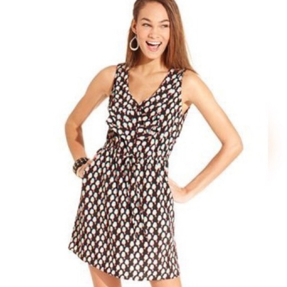 NWOT Bebop bird printed bow dress size small